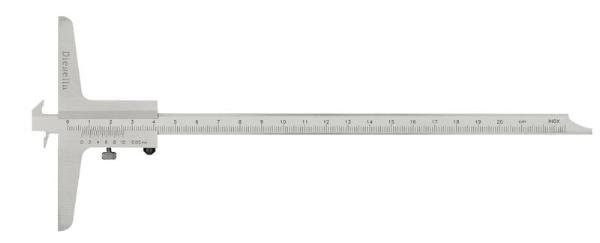 Dybdeskydelære 0-200 mmx0,05 med dobbelt hage (150 mm bro)